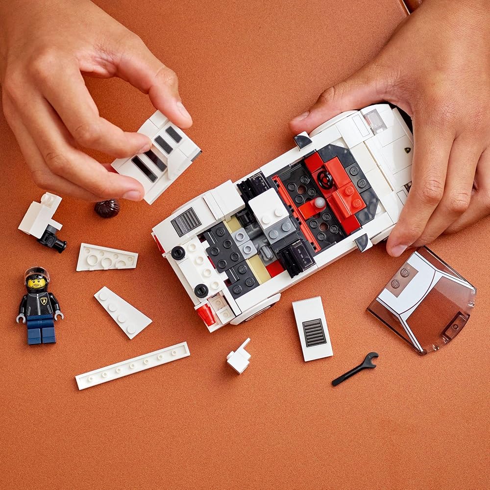 LEGO Speed Champions Lamborghini Countach 76908 Building Kit 1970s Iconic Supercar Model 262 Pieces with Mini Figure and Accessories