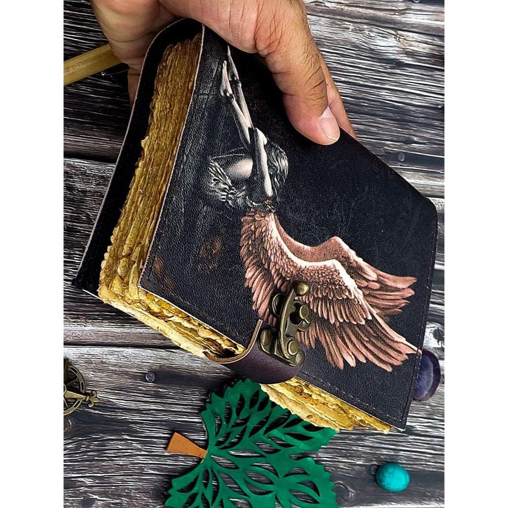 Leather Journal Fery Notepad For Men Women 7×5 Handmade Decle Edge Pepar Blank Spell Book Traveling Sketchbook Notebook Dairy With Loc