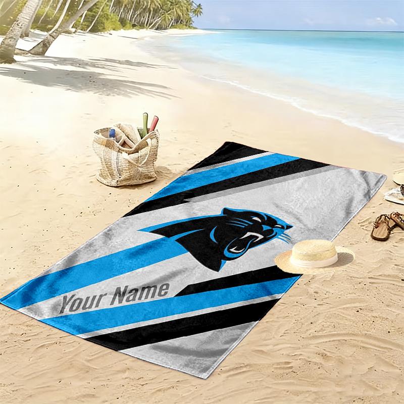Custom NameCarolina Panthers logo. Beach Towel Soft Microfiber Summer Towel Quick Dry Absorbent Towel for Beach Swimming Pool Travel