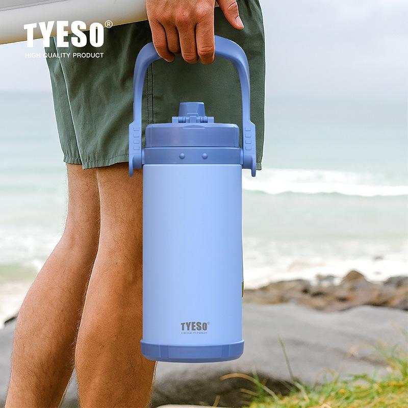 TYESO Изолированная Бутылка для Воды Портативная Спортивная Термобутылка со Ремешком и Трубочкой Нержавеющая Сталь Двухрежимный Чайник для Улицы/Кемпинга
