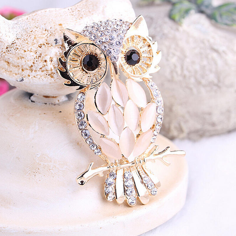 Big Owl Brooches Bouquet Vintage Wedding Hijab Scarf Pin Up Buckle Broches