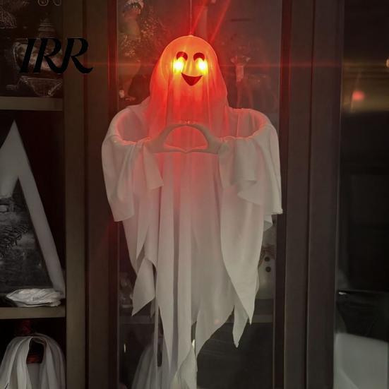 Halloween Festival Decoration Ghost Pendant, Heart Hand Gesture Cloaked Messenger Statue, Luminous Eyes Hanging Light Up, Outdoor Lawn Ornament,