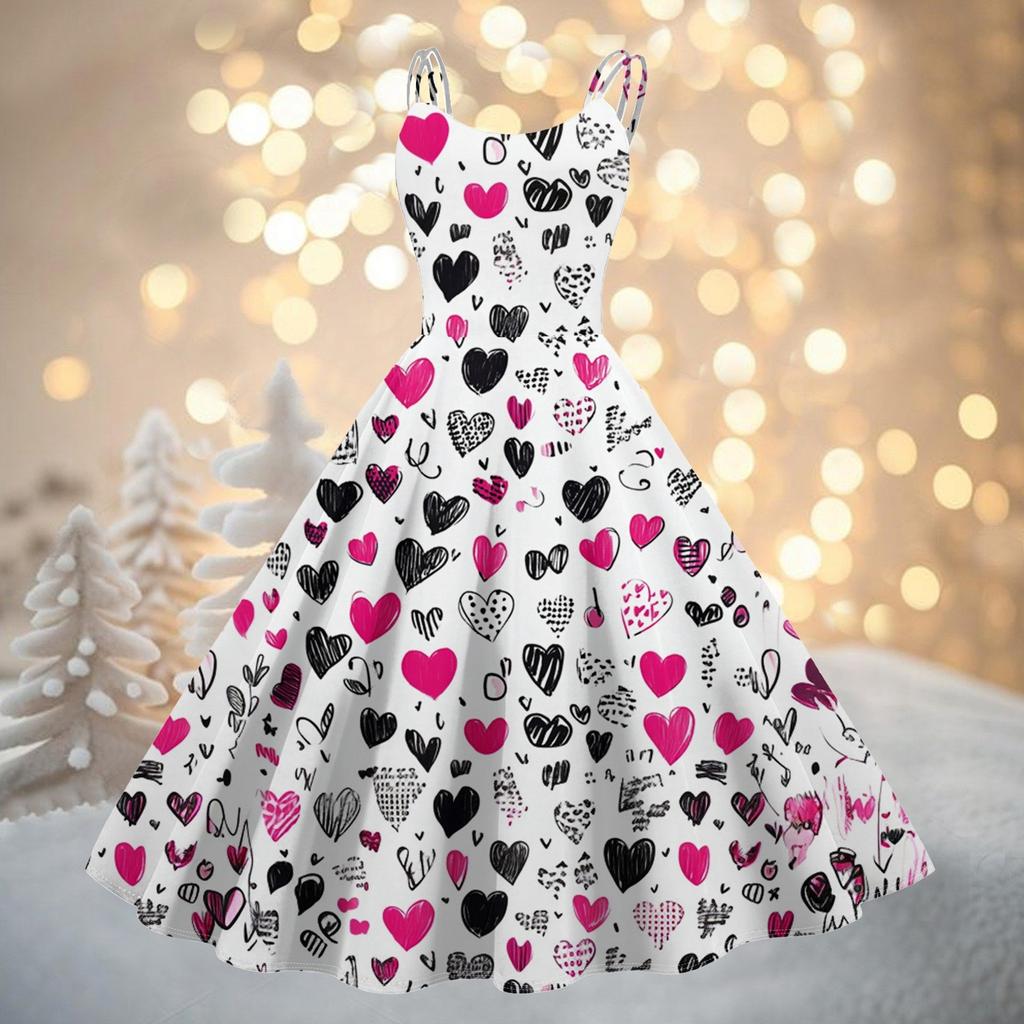 Женское модное коктейльное платье без бретелек с принтом ко Дню святого Валентина в готическом стиле, панк, винтажное платье.