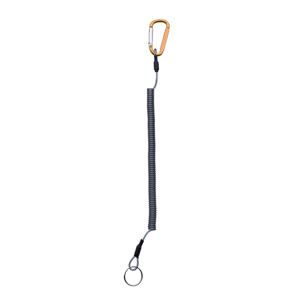 Outdoor Elastic Climbing Steel Wire Anti-lost Spring Rope Carabiner Lanyard Fishing String