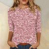 Women's Fashion Casual Three-quarter Sleeve Sequin Printed Round Neck Top