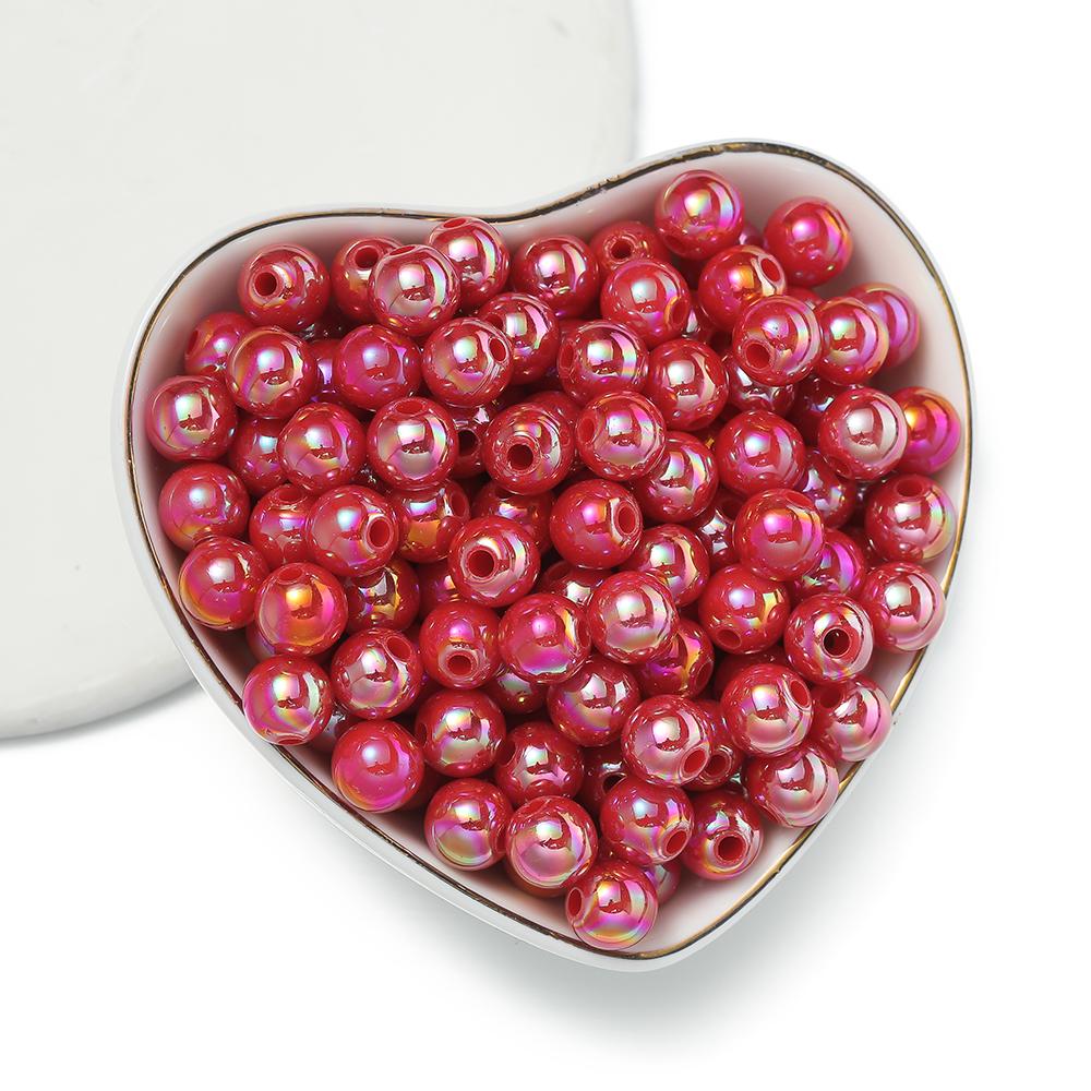 50/100 шт. 6/8/10 мм АБ-цветные акриловые бусины, круглые loose spacer бусины для изготовления ювелирных изделий, DIY, ручной работы, аксессуары для ожерелий, браслетов