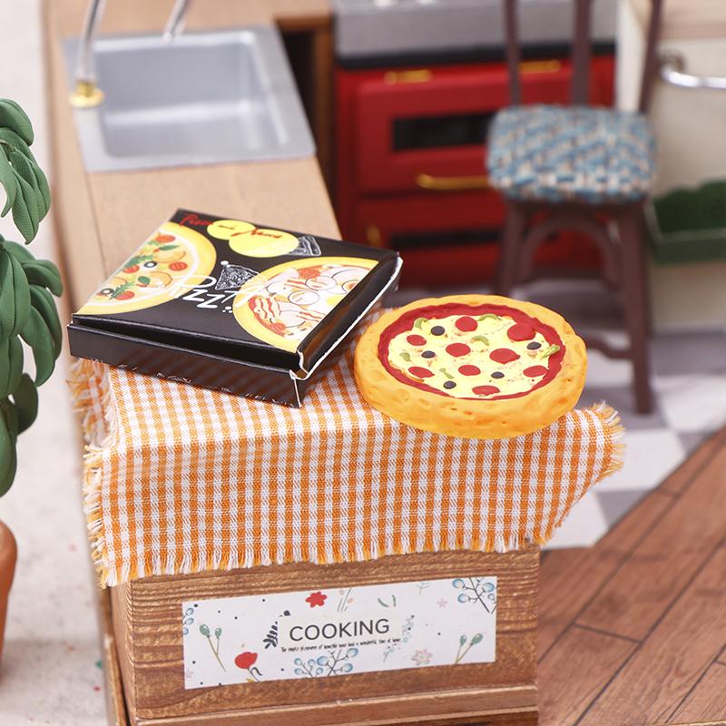 Имитационная коробка Мини-модель пиццы для кукольного домика Кухня DIY Аксессуары для детей Ролевые игры Игрушки Миниатюрные куклы Еда