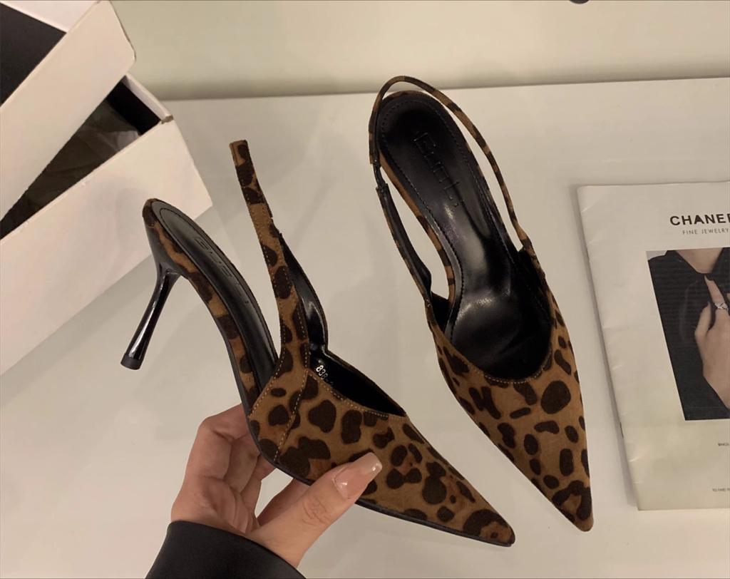 Мода Мода Леопардовый Принт Декорация Туфли на Высокой Шпильке Женские Туфли с Острым Носком Платья Сандалии Летние Женские Элегантные Сексуальные Сандалии