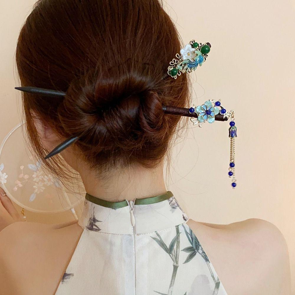 Деревянные палочки для волос Ханфу в древнем стиле, цветочная вилка для волос, палочка для волос в китайском стиле, на каждый день