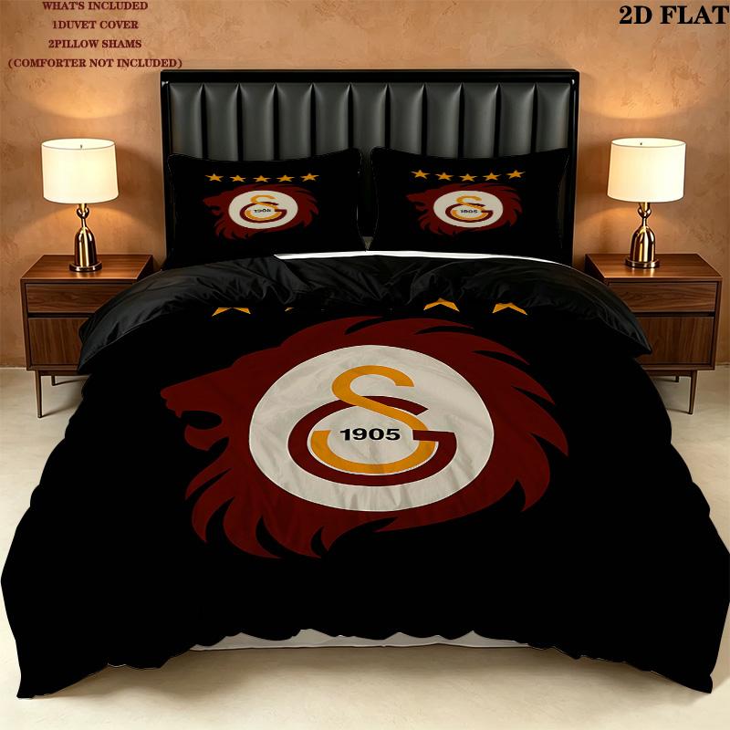 Galatasaray Sk Pattern Bedding Quilt Set Quilt Cover Pillowcase Home Birthday Gift(1 * duvet cover + 2 * pillowcase, without core)