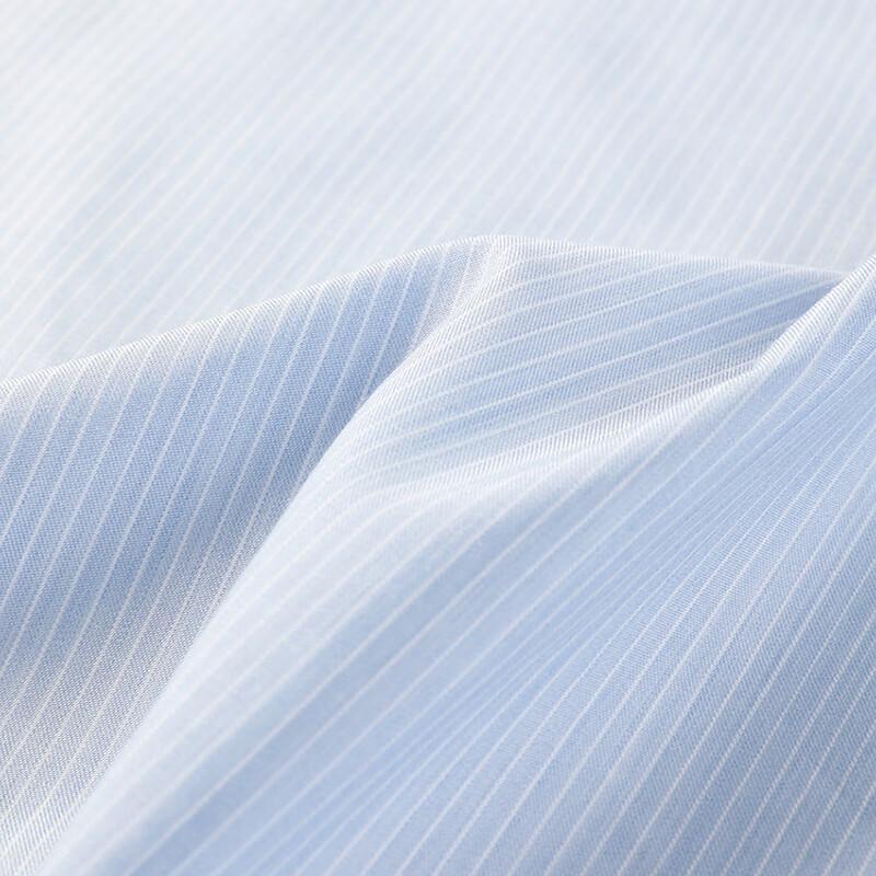 YOUNGOR Men's Shirt, 2025 Summer Young Business Casual Striped Short-Sleeve Shirt, Blue Stripes, Size 42