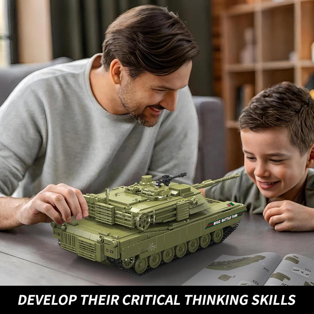 MOULD KING 20033 Военные танковые игрушки Пульт дистанционного управления M1A2 Основной боевой танк Строительный блок Кирпичная сборка Детский рождественский подарок