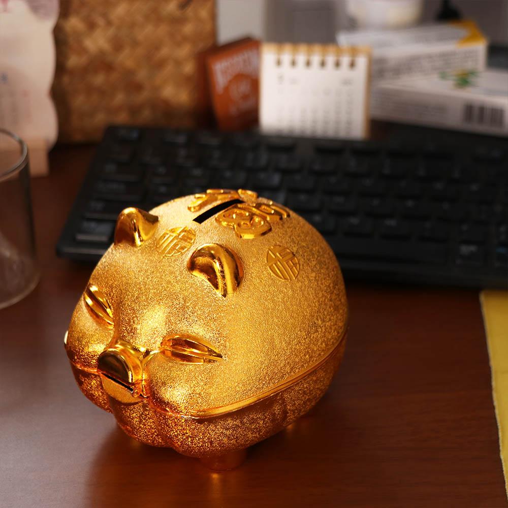 Gold Pig Pig Plastic Piggy Bank Plastic Coin Saving Box Practical Pig Money Jar  Student Gift