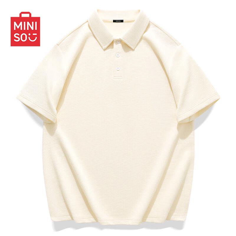 MINISO Men's 2025 Summer Waffle Knit Polo T-Shirt