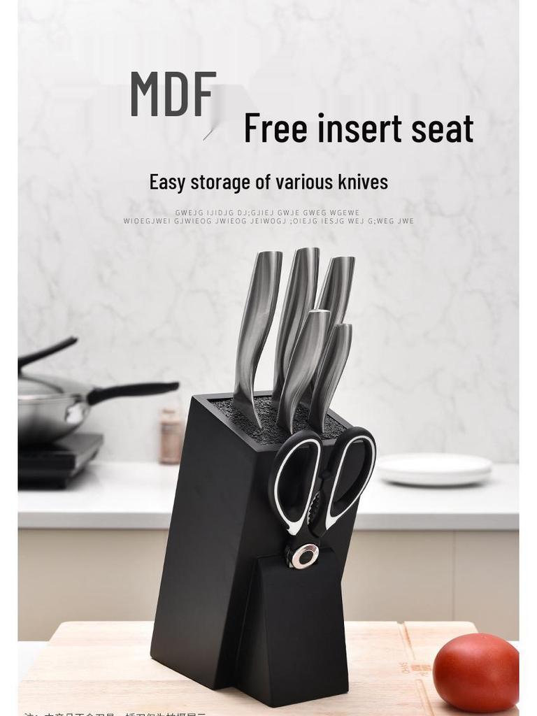 Деревянная подставка для кухонных ножей с черной вставкой - Многофункциональная стойка для хранения столовых приборов