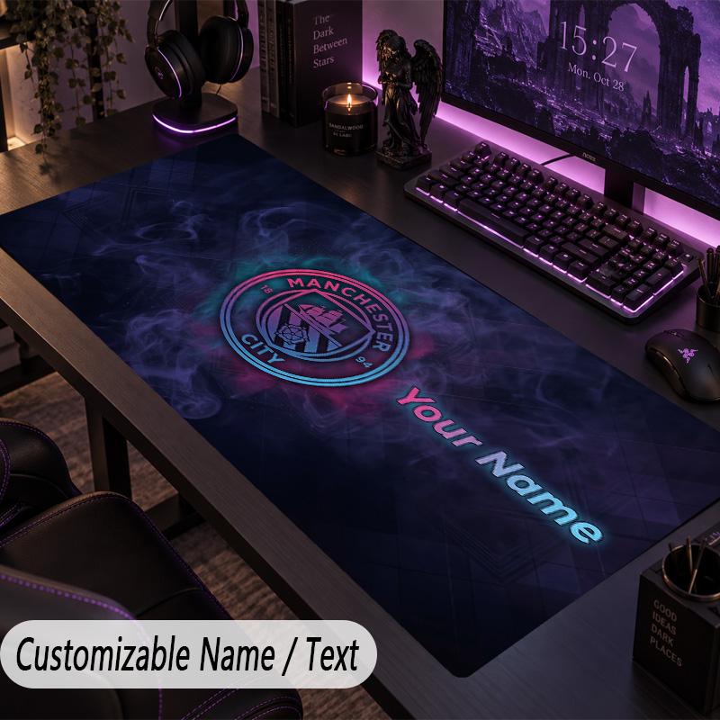 Custom Text Big Mousepad, Extended Desk Pad For Laptop Work GameManchester City