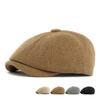 Мужская осенне-зимняя однотонная восьмиугольная кепка, вязаная кепка, британская винтажная кепка газетчика