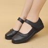 Two-Color Round Toe Flat Cowhide Shoes for Middle-Aged and Elderly Women