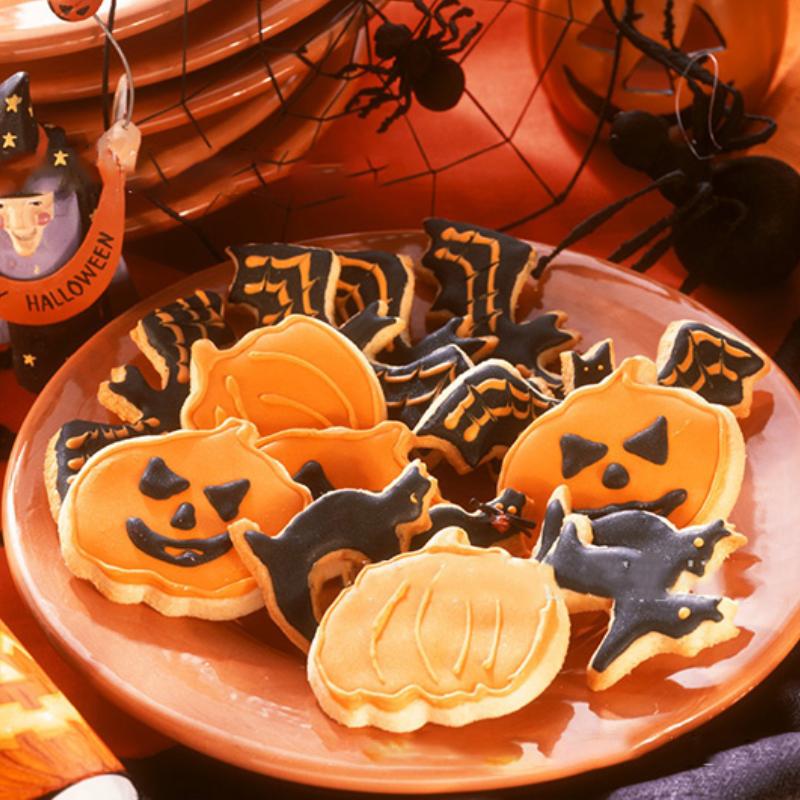 Набор из 12 формочек для печенья на Хэллоуин, тыква, привидение, летучая мышь, форма для шоколадной помадки, печенья, инструменты для выпечки на Хэллоуин