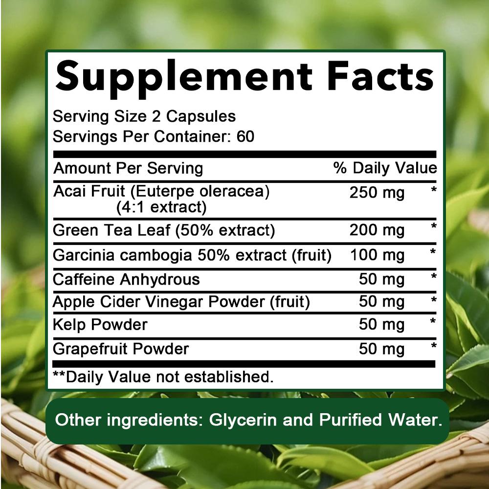 Thermogenic Dietary Supplement Capsules, Natural Herbal Blend, Non‑GMO Gluten‑Free, 120 Capsules 60‑Day Supply