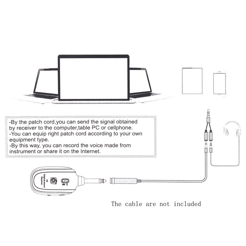 Mini Wireless Rechargeable Electric Guitar Bass Audio Transmitter Receiver 100M Effective Range