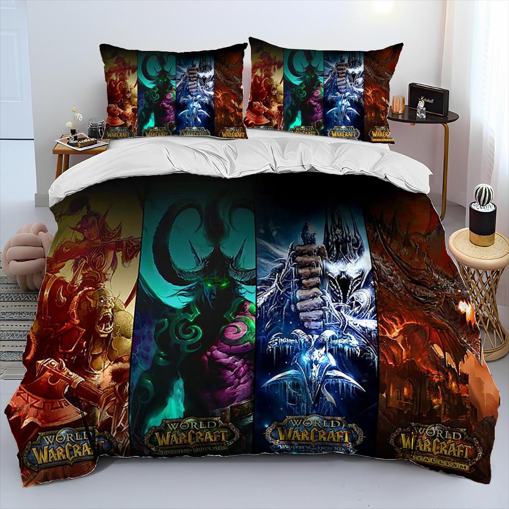 World of Warcraft, WOW, Игровой Комплект Постельного Белья, Пододеяльник, Комплект для Кровати, Покрывало, Наволочка, Комплект Постельного Белья размера Кинг, Квин