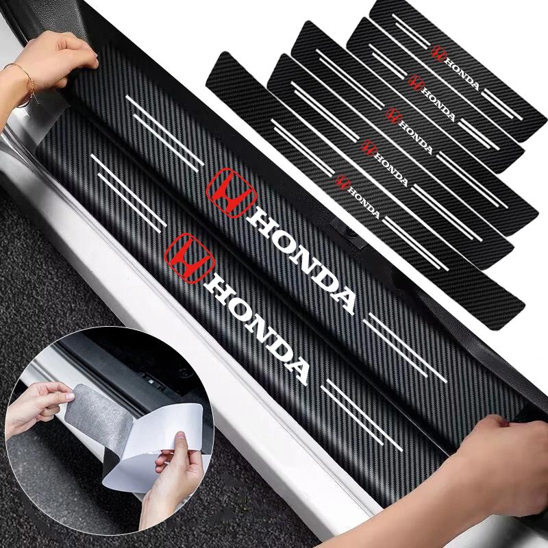 CKBSX1 5Pcs Carbon Fiber Car Door Sill Sticker Auto Threshold For Honda Civci FIT CRV Accord Jazz HRV Dio Stepwgn Prelude Insight