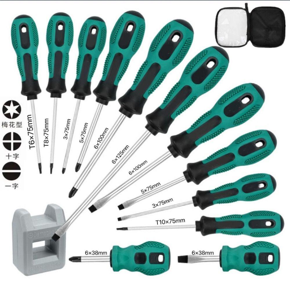 Strong Magnetic Tips Manual Screwdriver Set Slotted Screwdriver Kit  Household Maintenance