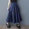 2025 Весна Лето Плюс Размер Женские Новые Юбки Винтажные Карманы Эластичные Однотонные Плиссированные Юбки Свободные Высокая Талия