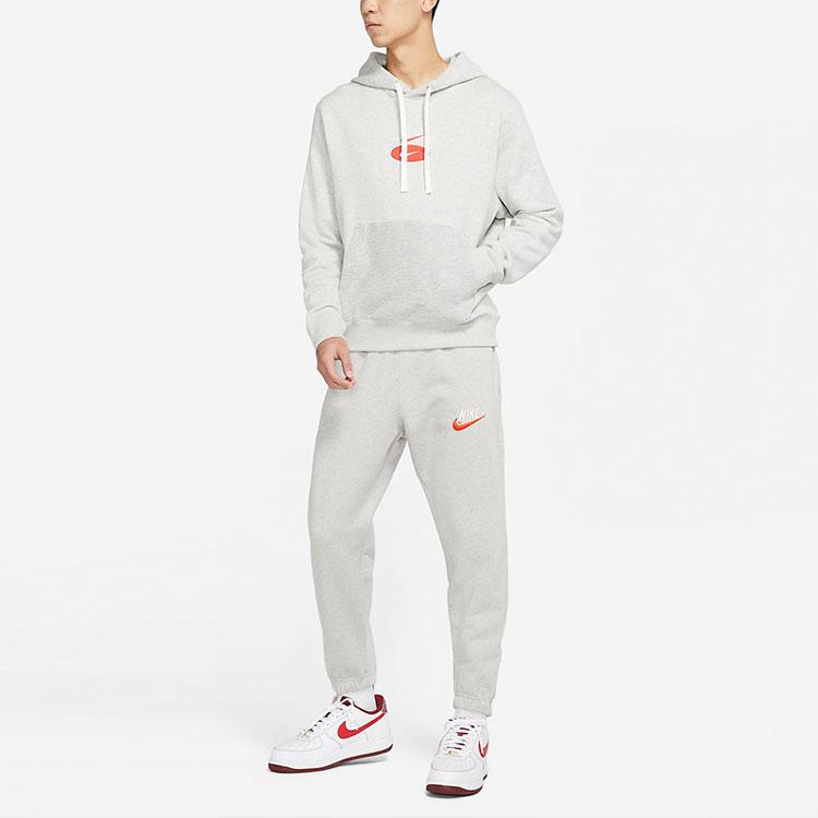 Nike Embroidered Logo Hoodie Men Tops Heather-Gray DM5463-050