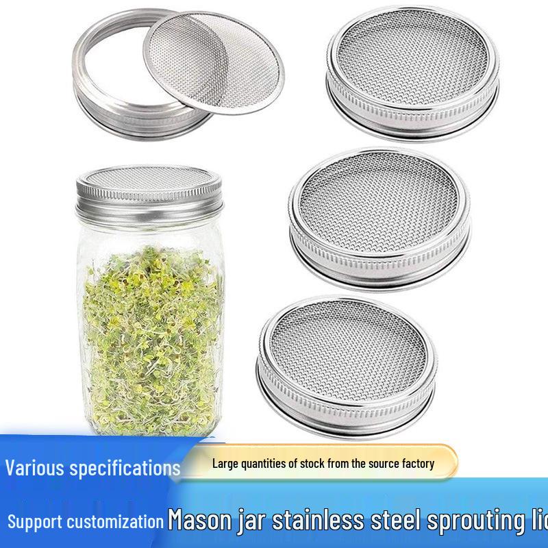 Крышки для проращивания из нержавеющей стали 304 для банок Mason, 70/86 мм, Набор из двух частей