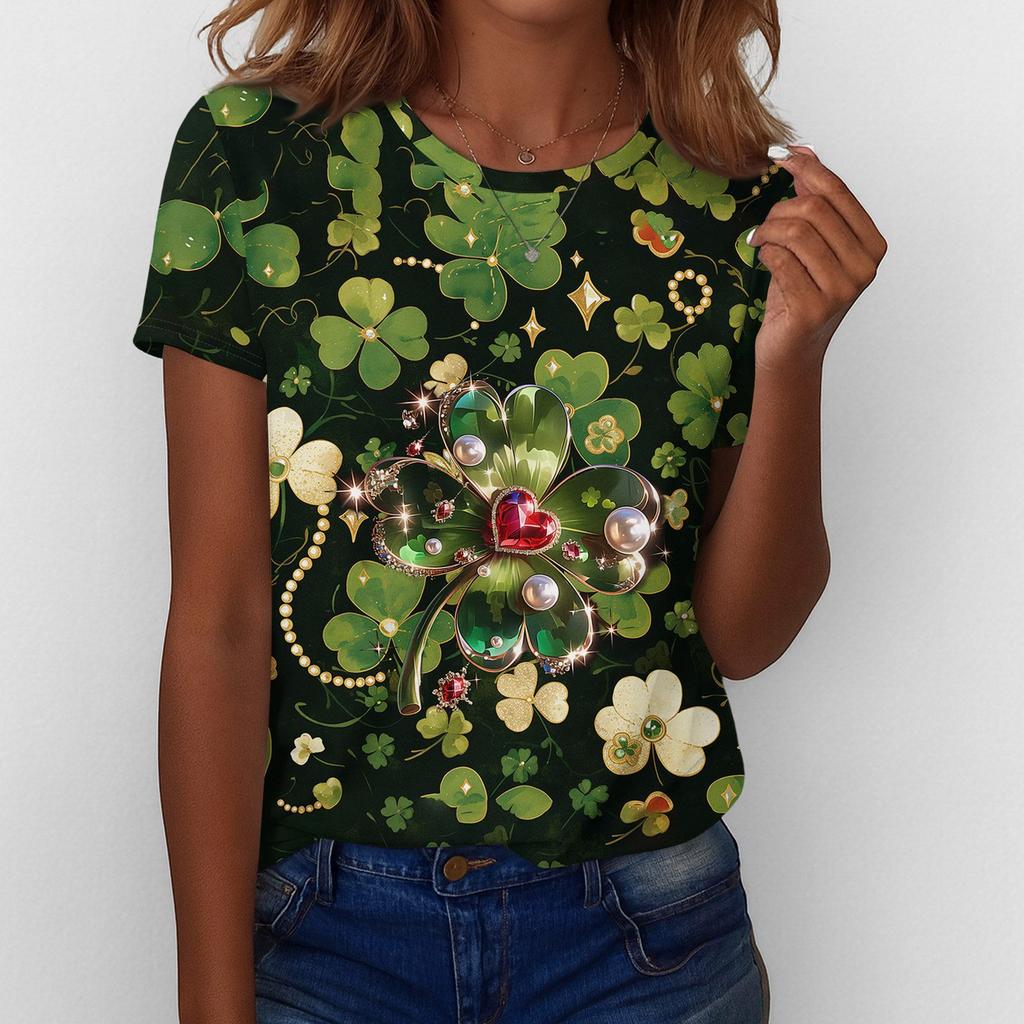 Women's T Shirt Tee Print Short Sleeve Daily Weekend Fashion Basic Regular Top St. Patrick's Day