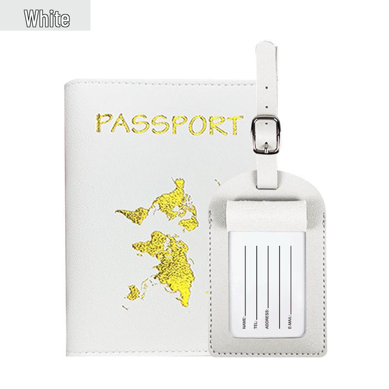 Customizable PU Leather Passport Cover with Hot Stamped Logo, Map, Luggage Tag, & Passport Holder Set