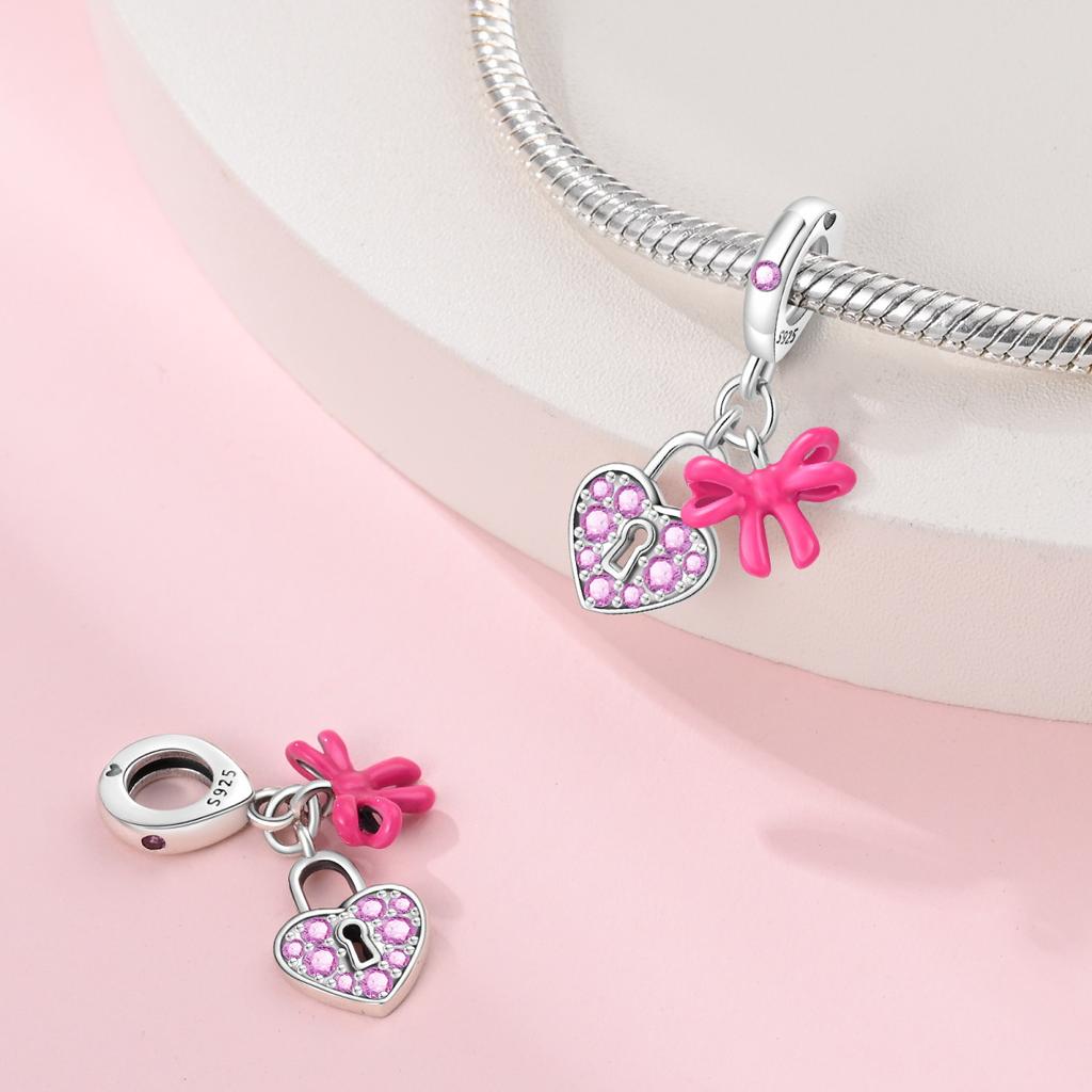 Самодельные ювелирные аксессуары Diy браслет S925 стерлингового серебра сердце замок ключ кулон бусины