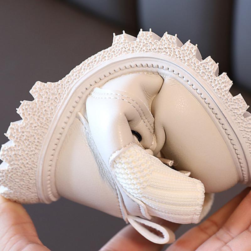 Новые детские туфли из флиса и хлопка, короткие сапоги, зимние сапоги для девочек, детская обувь, кожаные сапоги для мальчиков