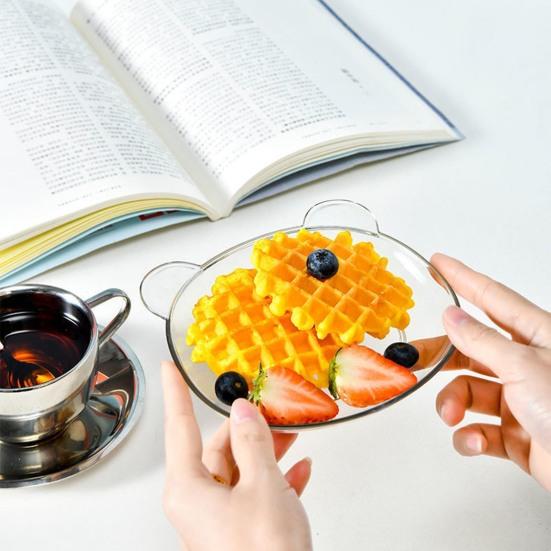 Тарелка для закусок Yousheng с милым рисунком медведя, легко моется, складная, с закругленными краями, многоцелевая пластиковая тарелка для фруктов, экономящая место, кухонная посуда