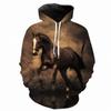 2024 New Fashion Autumn Men's Hoodies 3D Printed Men's Animal Horse Hoodie Sweatshirts Loose Fitting Pullover Casual Sweatshirt