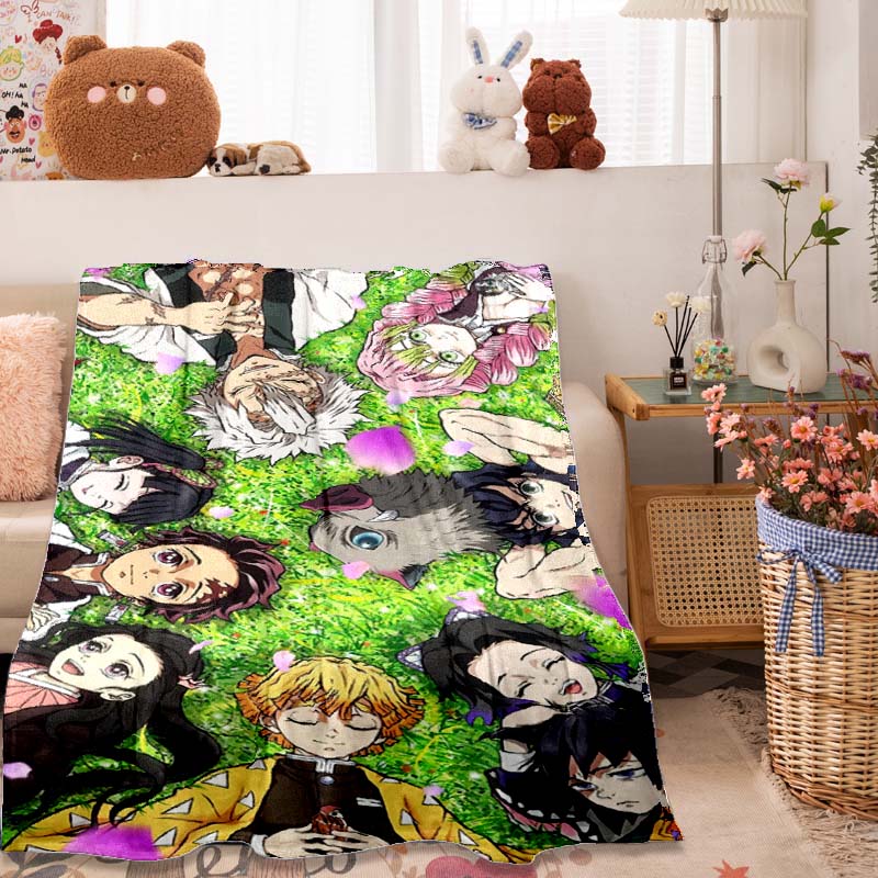 The Anime-themed Kimetsu No Yaiba Blanket Is Perfect for Naps, Sofas, Living Rooms, Offices, Bedrooms, and Other Similar Spaces.