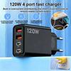 Быстрое зарядное устройство EU/US/UK 120 Вт с 2 портами USB и 2 портами Type-C, кабель для передачи данных и зарядки длиной 2 метра, используется для мобильного телефона, планшета, наушников