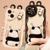Applicable To Apple 14promax Mobile Phone Case IPhone 15/13 Three-dimensional Panda Doll 11/12mini Anti-fall Xs