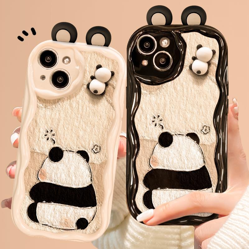 Applicable To Apple 14promax Mobile Phone Case IPhone 15/13 Three-dimensional Panda Doll 11/12mini Anti-fall Xs