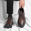 Весна Осень Толстая Подошва Удобная Обувь Мода Мужчины Натуральная Кожа Круглый Носок Натуральная Кожа Настоящий Британский Стиль Толстая Подошва Повседневная Кожаная Обувь