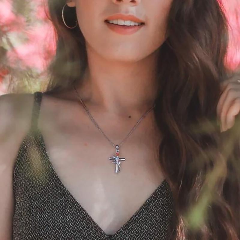 Изысканное модное ожерелье с крестом и розой для женщин, свадебное романтическое ожерелье на ключице, ювелирное изделие, подарок