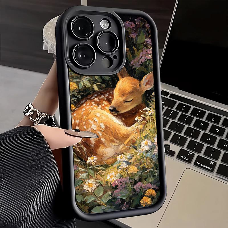Чехол для телефона iPhone 17 Air 16E 15 16 Pro Max Олень Лось Животное Чехол 14 Plus 13 12 Mini Мягкий Силиконовый Fundas
