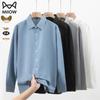 MIIOW Мужская рубашка с длинным рукавом, однотонная, в стиле business casual