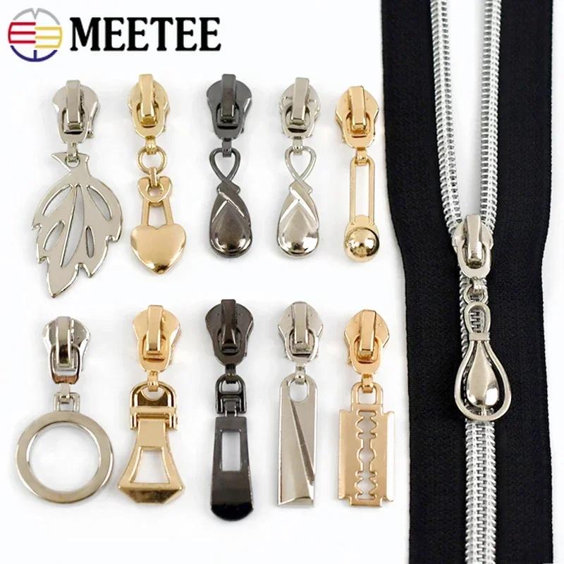5/10 шт. Meetee 5# Бегунки для молний Металлические, Нейлоновые, Смоляные Молнии Одежда Сумка Молнии Головка-съемник Ремонтный комплект Швейные аксессуары для одежды