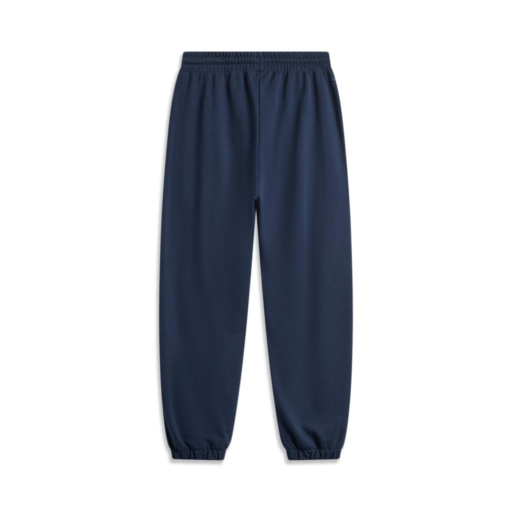 Li Ning Sports Lifestyle Series American Vintage Simple Loose Fit Drawstring Cuffs Casual Knit Joggers Men bottoms Deep-Navy AKLU939-1