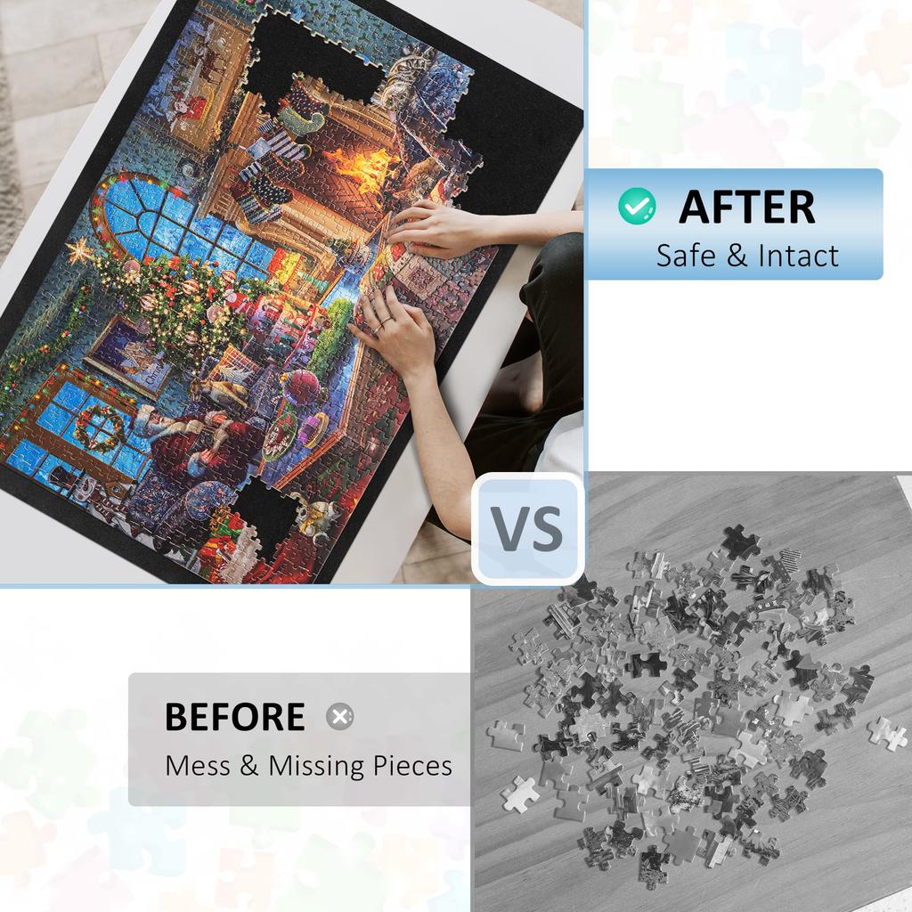 Lavievert Giant Jigsaw Puzzle Mat Roll-Up Portable Puzzle Saver Board, Large Felt Puzzle Mat with Storage Keeper Holder, Drawstring Closure Storage