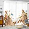 2pcs Romantic Butterflies Pattern Curtain Rod Pocket Semi Blackout Window Curtains For Living Room Window Drapes Bedroom Room
