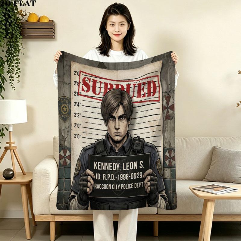 1PC Resident Evil Patterned Flannel Blanket Suitable For All Seasons For Home Decor Warmth And Comfort Gifts Holiday Present